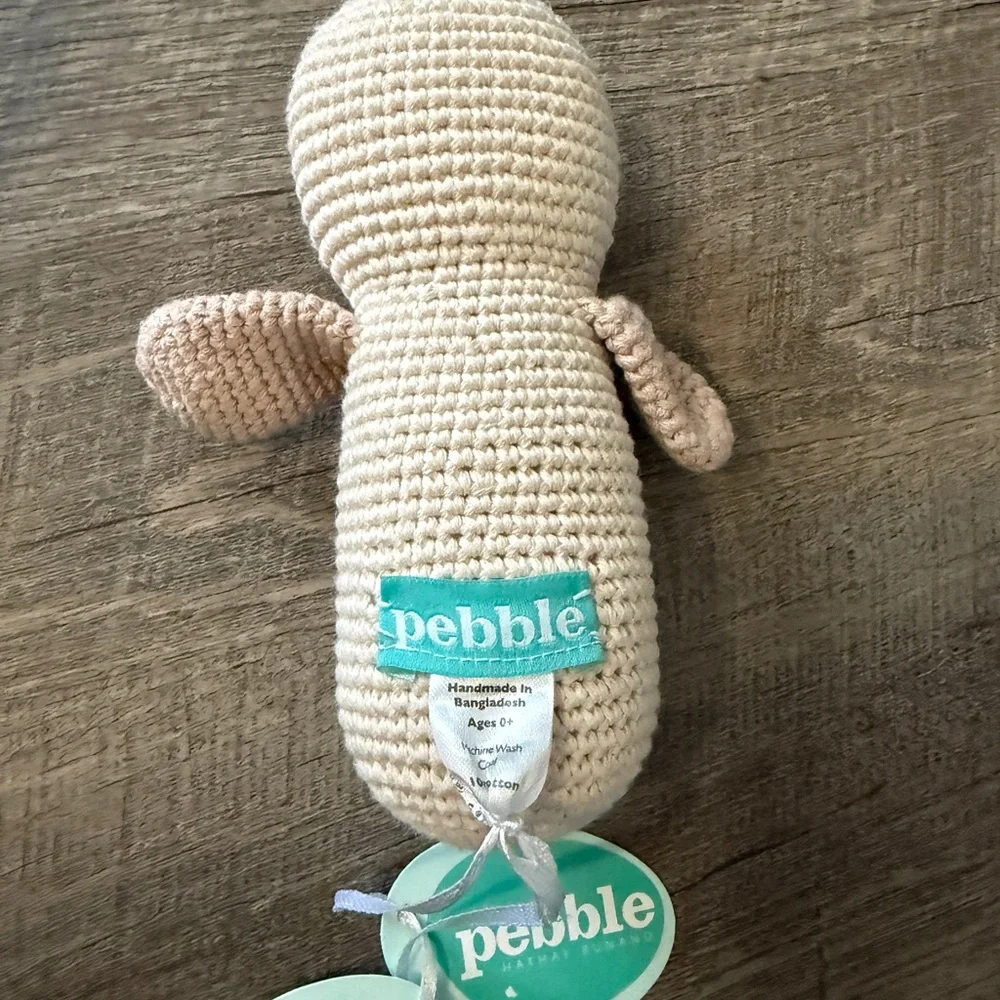 Pebble Fair Trade Crochet Owl Bird Toy - Cream and Pink
